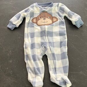 Carter's light blue and White Baby Onesie